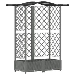 vidaXL Hochbeet mit Rankgitter und Dach Hellgrau 124 x 40 x 123 cm PP