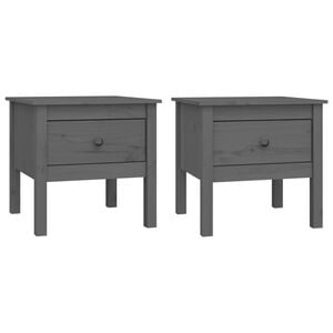 vidaXL Beistelltische 2 Stk. Grau 50x50x49 cm Massivholz Kiefer