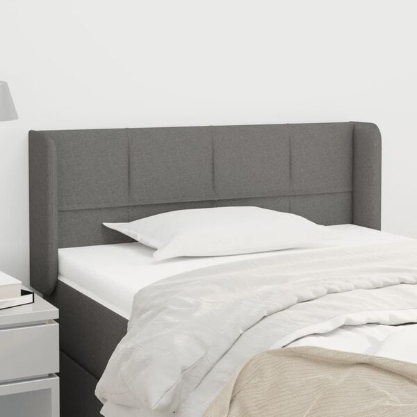 vidaXL Kopfteil mit Ohren Dunkelgrau 83x16x78/88 cm Stoff