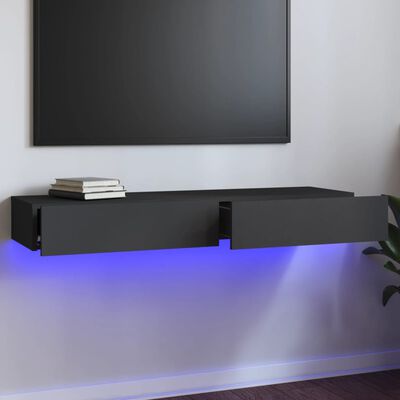 vidaXL TV-Schrank mit LED-Leuchten Grau 120x35x15,5 cm