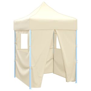 vidaXL Profi-Partyzelt Faltbar mit 4 Seitenw&auml;nden 2&times;2m Stahl Creme