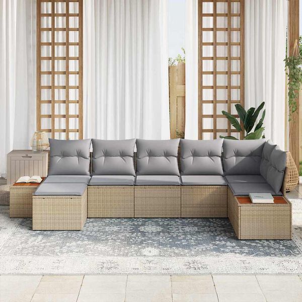 vidaXL Gartensofa-set mit Kissen 8 pcs Beige und Hellgrau Polyrattan