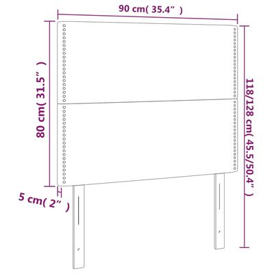 vidaXL LED Kopfteil Hellgrau 90x5x118/128 cm Samt