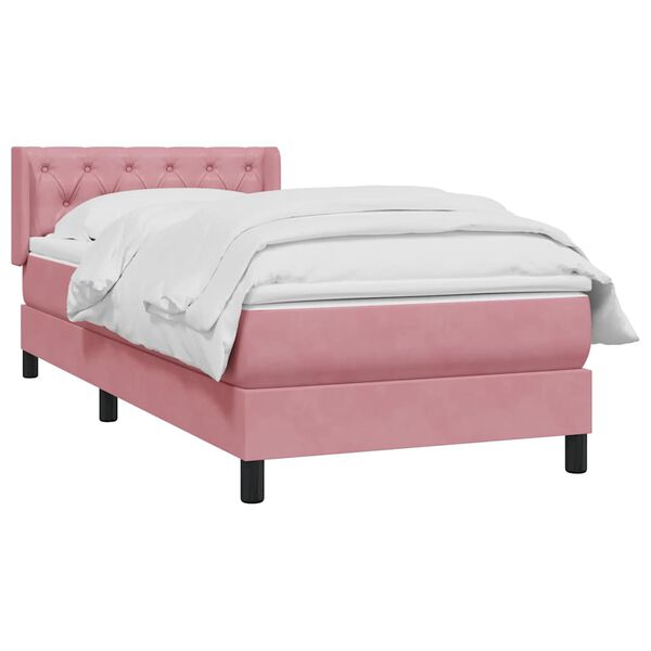 vidaXL Boxspringbett mit Matratze Rosa 80x220 cm Samt