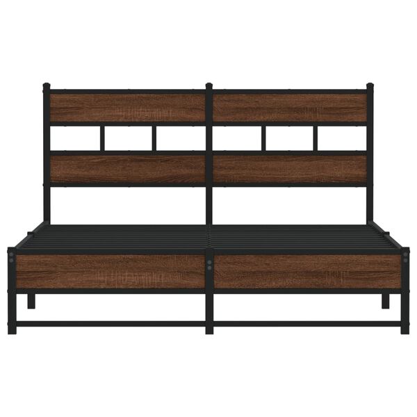 vidaXL Metallbett ohne Matratze Eichen-Optik 140x190 cm