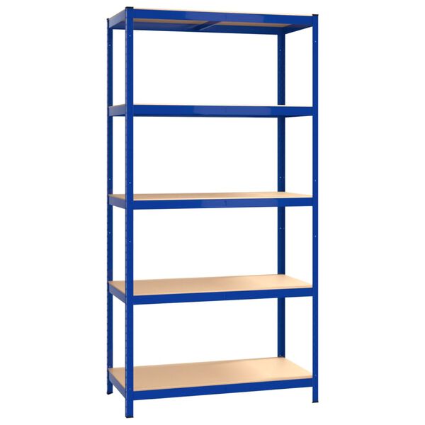 vidaXL Regale mit 5 B&ouml;den 2 Stk. Blau Stahl & Holzwerkstoff