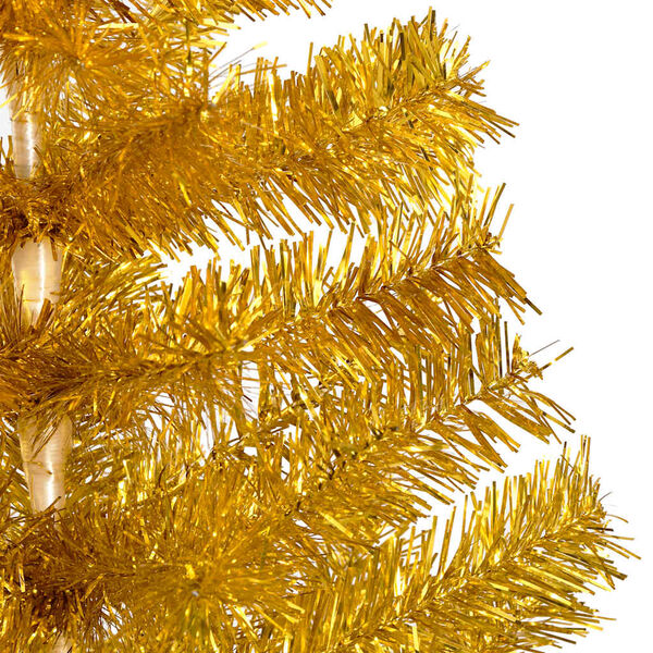 vidaXL K&uuml;nstlicher Weihnachtsbaum Beleuchtung & Kugeln Gold 120 cm PET