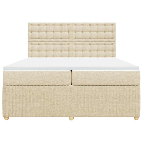 vidaXL Boxspringbett mit Matratze Creme 200x200 cm Stoff