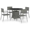 vidaXL 5-tlg. Garten-Essgruppe Poly Rattan Anthrazit und Grau