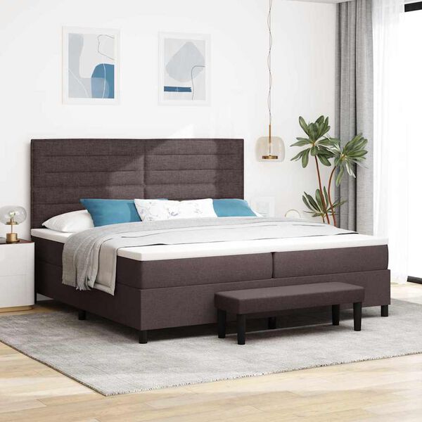 vidaXL Boxspringbett mit Matratze Dunkelbraun 200 x 200 cm Stoff