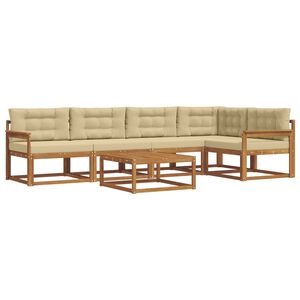 vidaXL Outdoor-Sofagarnitur mit Kissen 6 pcs Natur und Beige