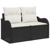 vidaXL Garten-Sofa-Set mit Kissen 6 pcs Schwarz und Wei&szlig; Poly Rattan