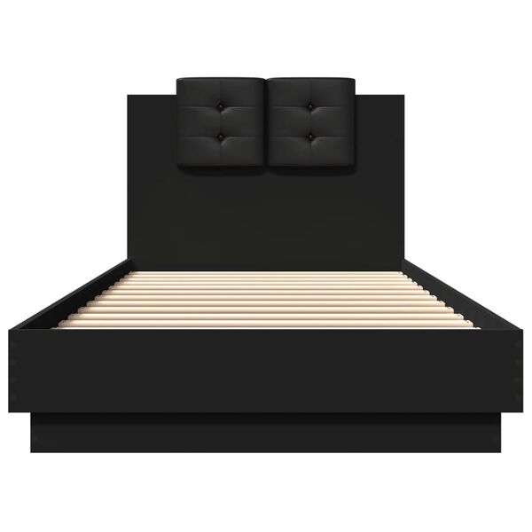 vidaXL Bettgestell mit Kopfteil Schwarz 90x200 cm Holzwerkstoff