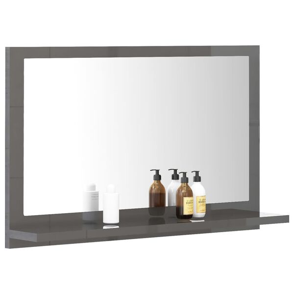 vidaXL Badspiegel Hochglanz-Grau 60x10,5x37 cm Holzwerkstoff