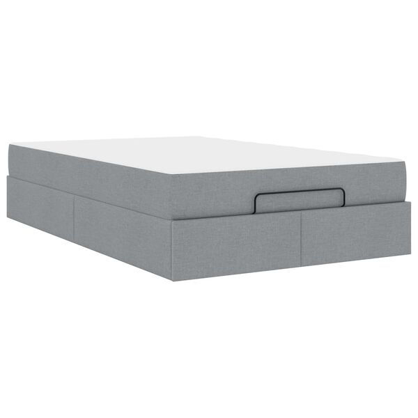 vidaXL Bettgestell mit Matratze mit Matratze 2 pcs Hellgrau Stoff