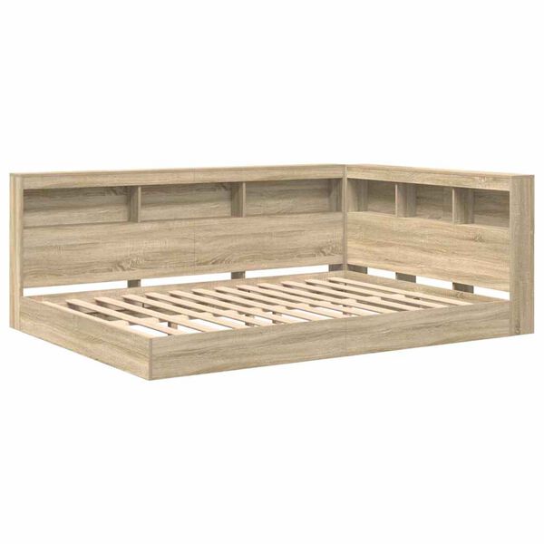 vidaXL B&uuml;cherregal-Bett Sonoma-Eiche 160 x 200 cm Holzwerkstoff