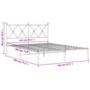 vidaXL Bettgestell mit Kopfteil Metall Wei&szlig; 140x190 cm
