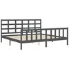 vidaXL Massivholzbett mit Kopfteil Grau 200x200 cm