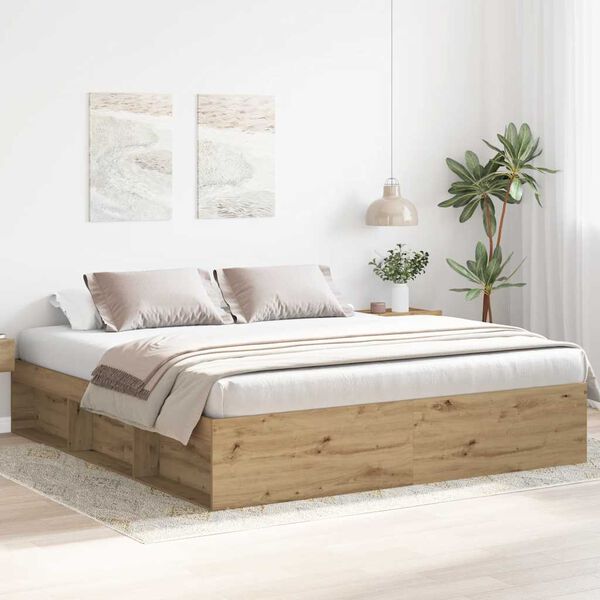 vidaXL Bettgestell ohne Matratze Artisan-Eiche 200x200cm Holzwerkstoff