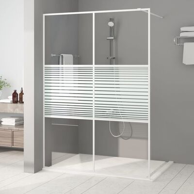 vidaXL Duschwand für Begehbare Dusche Weiß 140x195 cm ESG-Klarglas