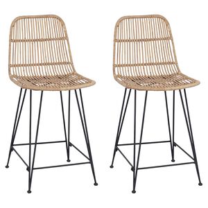 vidaXL Barhocker 2 pcs Natur 44 x 54 x 96 cm Rattan und Stahl