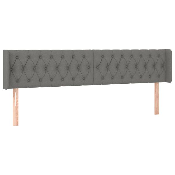 vidaXL Kopfteil mit Ohren Dunkelgrau 203x16x78/88 cm Stoff
