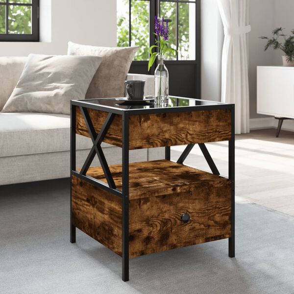 vidaXL Couchtisch mit Infinity-LED R&auml;uchereiche 40x40x51 cm