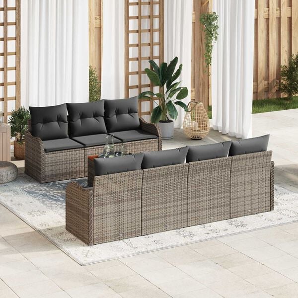 vidaXL Garten-Sofa-Set 8 pcs Grau Poly Rattan