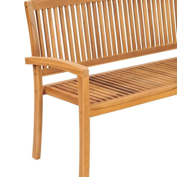 vidaXL Stapelbare Gartenbank mit Auflage 159 cm Massivholz Teak