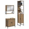 vidaXL Badezimmerm&ouml;bel-Set mit Regal mit T&uuml;r 3 pcs Braun Holzwerkstoff