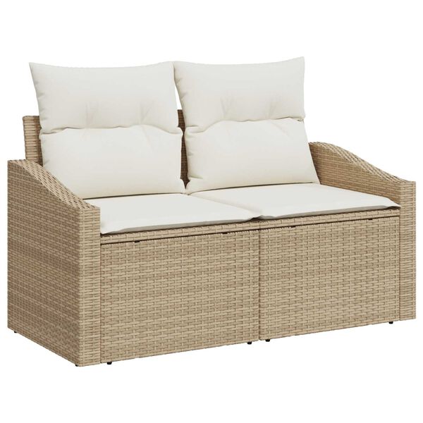 vidaXL Gartensofa-set mit Kissen 4 pcs Beige und Wei&szlig; Poly-Rattan