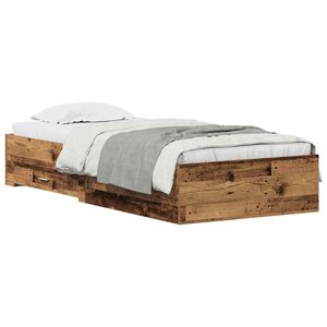 vidaXL Bettrahmen mit Schubladen Altholz 100 x 200 cm Holzwerkstoff