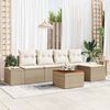 vidaXL Garten-Sofa-Set mit Kissen 6 pcs Beige Poly Rattan