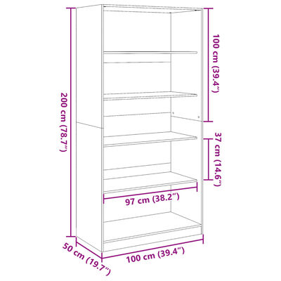 vidaXL Kleiderschrank Sonoma-Eiche 100x50x200 cm Holzwerkstoff