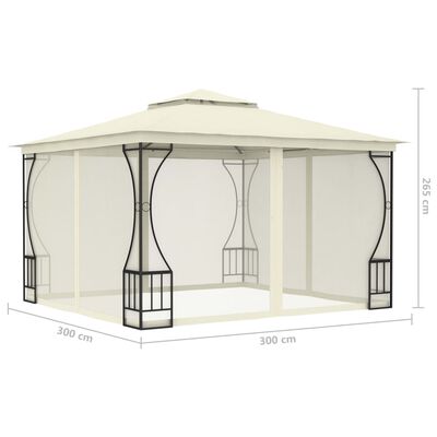 vidaXL Pavillon mit Netz 300x300x265 cm Creme