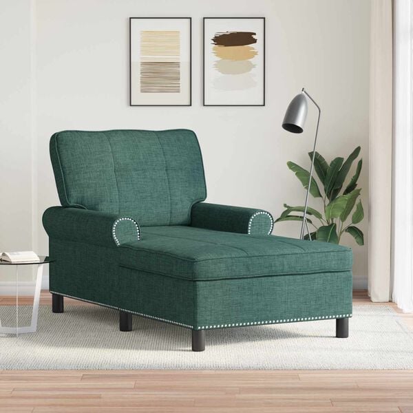 vidaXL Lounge-Liege mit Kissen Dunkelgr&uuml;n 91 x 157 x 91 cm Stoff
