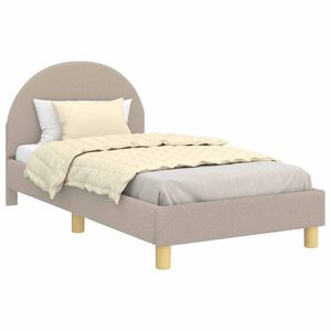 vidaXL Kinderbettgestell mit Kopfteil Hellgrau 80 x 160 cm Schafstoff