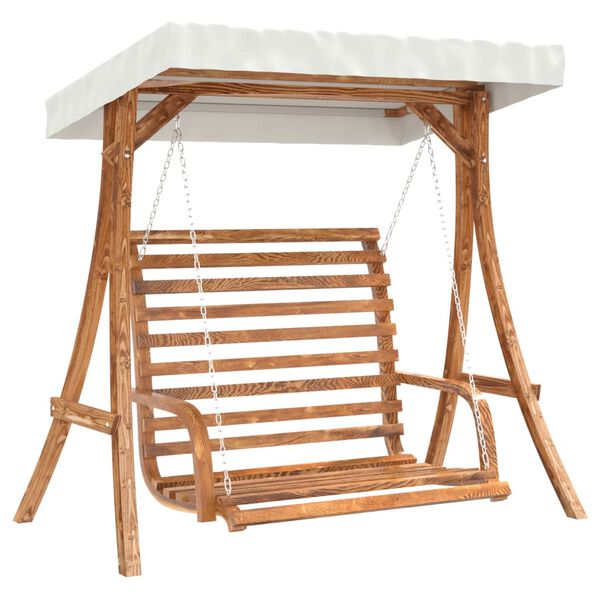 vidaXL Hollywoodschaukel mit Dach Massivholz Fichte mit Teak-Finish