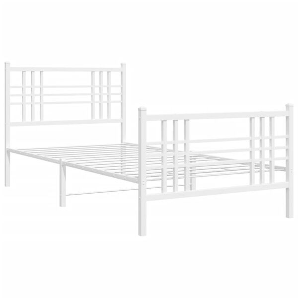 vidaXL Bettgestell mit Kopf- und Fu&szlig;teil Metall Wei&szlig; 90x190 cm