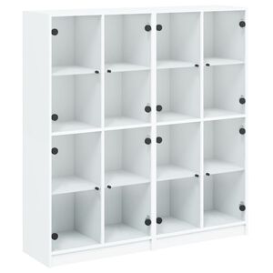 vidaXL B&uuml;cherschrank mit T&uuml;ren Wei&szlig; 136x37x142 cm Holzwerkstoff