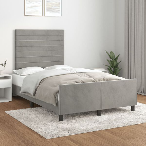 vidaXL Bettgestell ohne Matratze Hellgrau 120x190 cm Samt