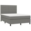 vidaXL Boxspringbett mit Matratze & LED Dunkelgrau 140x190 cm Stoff