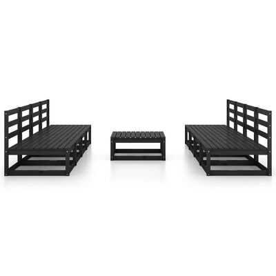 vidaXL 9-tlg. Garten-Lounge-Set Schwarz Massivholz Kiefer