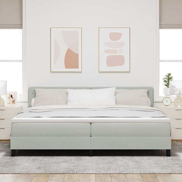 vidaXL Boxspringbett mit Matratze Hellgrau 200 x 200 cm Samt