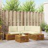 vidaXL Outdoor-Sofagarnitur mit Kissen 5 St&uuml;ck Natur und Creme