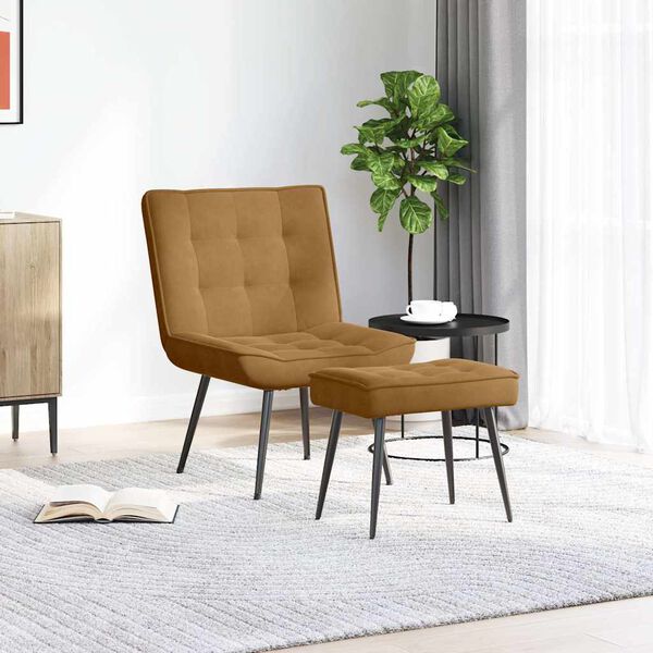 vidaXL Relaxsessel mit Hocker Braun Samt