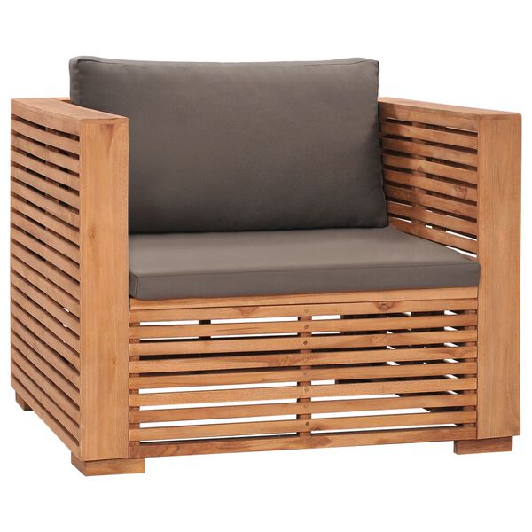vidaXL 5-tlg. Garten-Lounge-Set mit Dunkelgrauen Kissen Teakholz