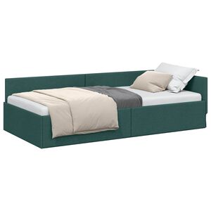 vidaXL Eckbettgestell mit Kopfteil Dunkelgr&uuml;n 80 cm x 200 cm Samt