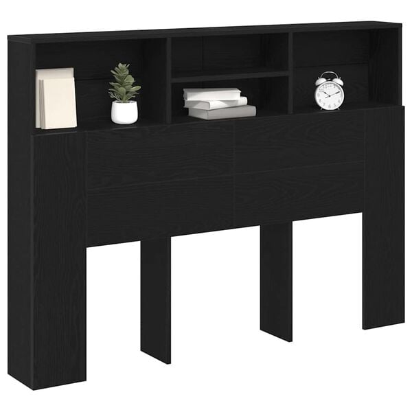 vidaXL Kopfteil Schrank Schwarz Eichen-Optik 140 x 19 x 103,5 cm