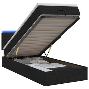 vidaXL Ottoman-Bett mit Matratze und LED Schwarz 80 x 200 cm Stoff